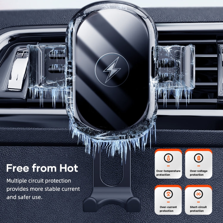 Car air vent wireless phone charger mount with protection around charging pad