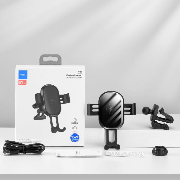 Black wireless charging car mount kit with bracket, cable, and retail box