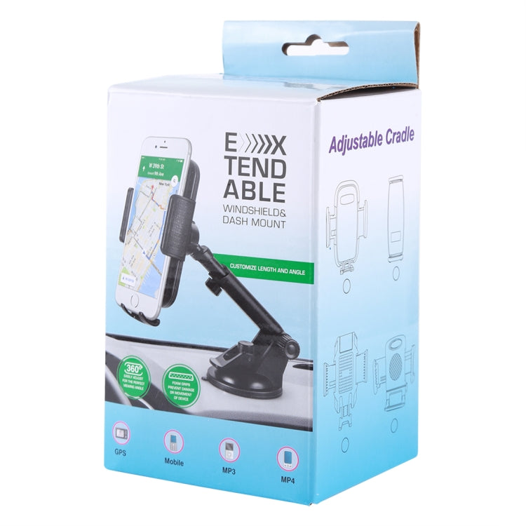 Adjustable cradle car windshield phone holder in retail box packaging