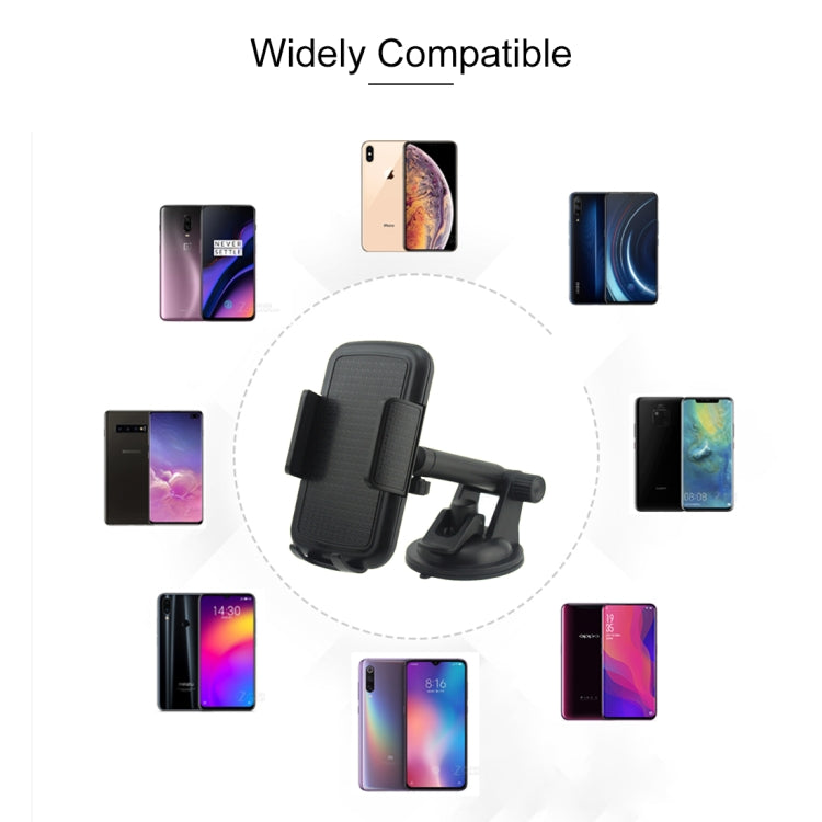 Universal adjustable car phone holder cradle shown for multiple smartphone sizes