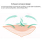 Silicone breast pad with concave air-circulation back design, shown in diagram.