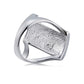 Silver-plated geometric ring with open rectangular design