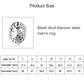 Mask skull titanium steel men's ring size chart showing US size 7 diameter 17.4mm