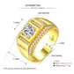 Gold-plated men’s diamond ring diagram with size measurements and AAA zircon inset