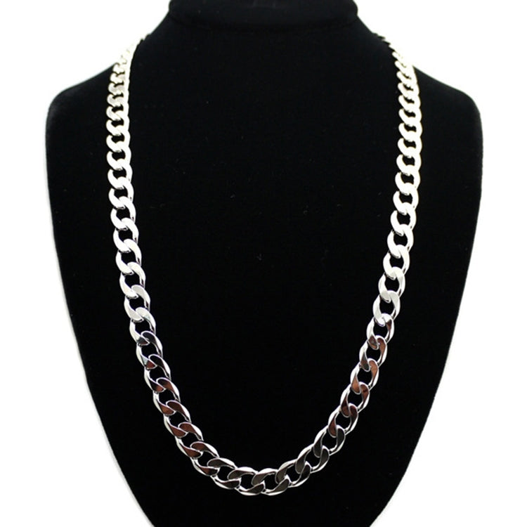 Silver long chain necklace with thick curb links, simple hip hop style