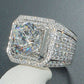 Silver rhinestone ring with large square clear stone