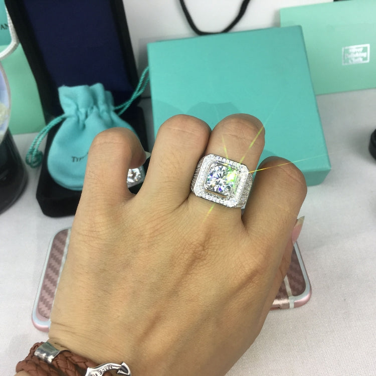 Silver rhinestone square ring on a hand