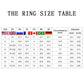 Ring size table for crown zircon ring: US sizes 5–12 with metric conversions