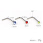 L-shaped nose studs, 7mm pins, 0.6mm diameter, multicolor crystal tips
