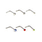 Three silver-tone L-shaped nose studs with clear crystal ends