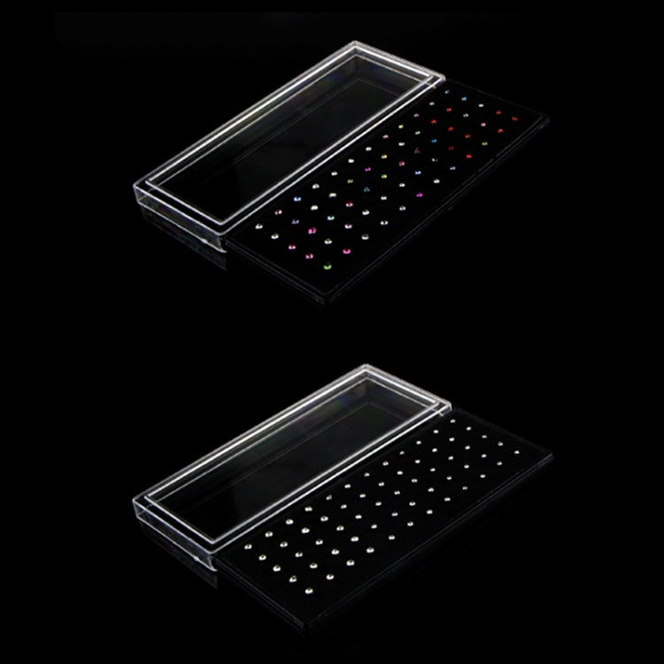 Clear plastic tray set of L-shaped nose studs with multicolor and white crystal tips