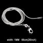 1mm silver snake-bone chain necklace with clasp, 26-inch length shown