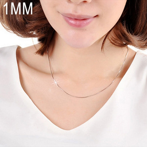 Silver snake bone chain necklace with fine 1mm links, 36 in length