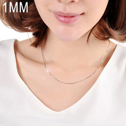 Silver snake bone chain necklace with fine 1mm links, 36 in length