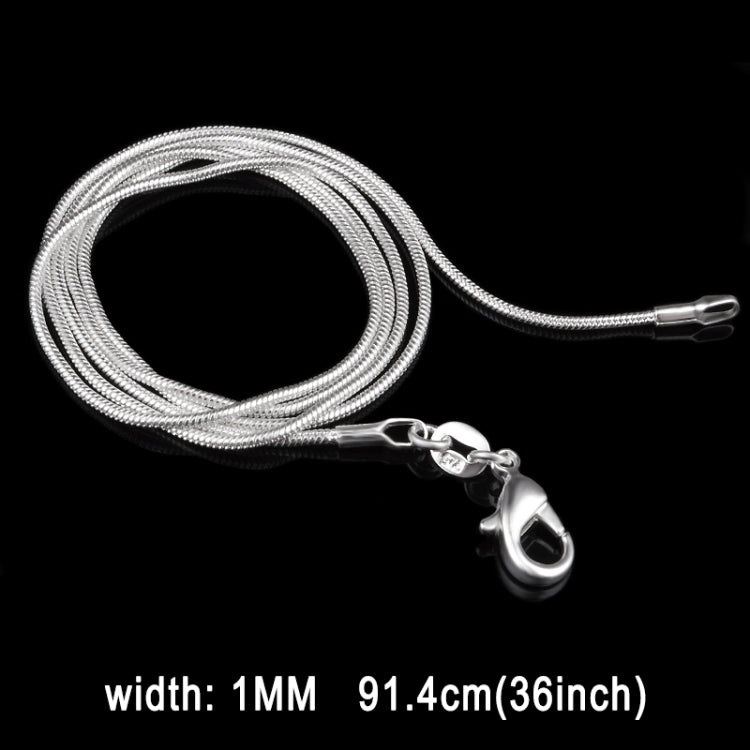Silver snake bone chain necklace with lobster clasp, 36 in length