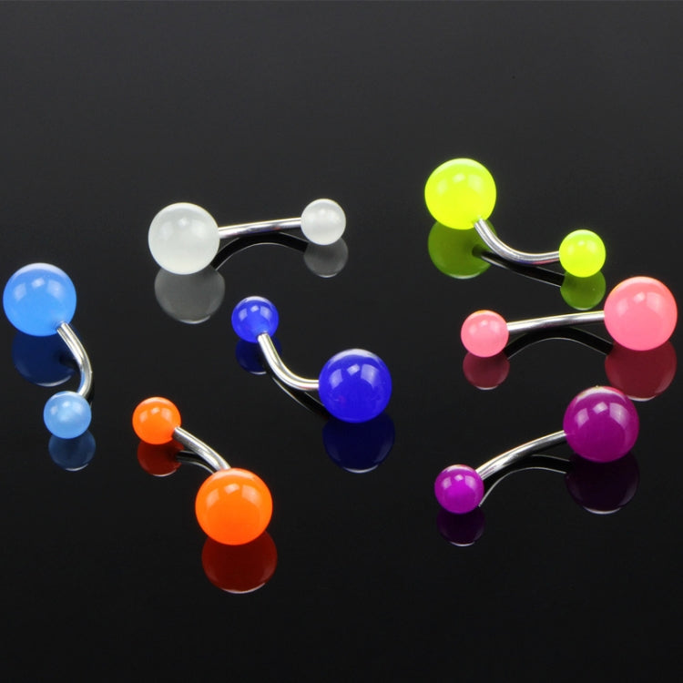 7 fluorescent acrylic belly button rings with mixed colored balls and silver bars