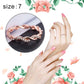 Rose gold twist rhinestone ring on finger, women’s size 7