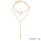 Gold star charm double-layer necklace with long bar drop tassel