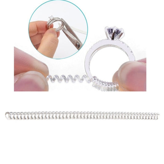 Ring size reducer tool with spiral metal chain and small plier-style adjuster