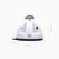 White compact double-wheel knife sharpener, side profile with size markings