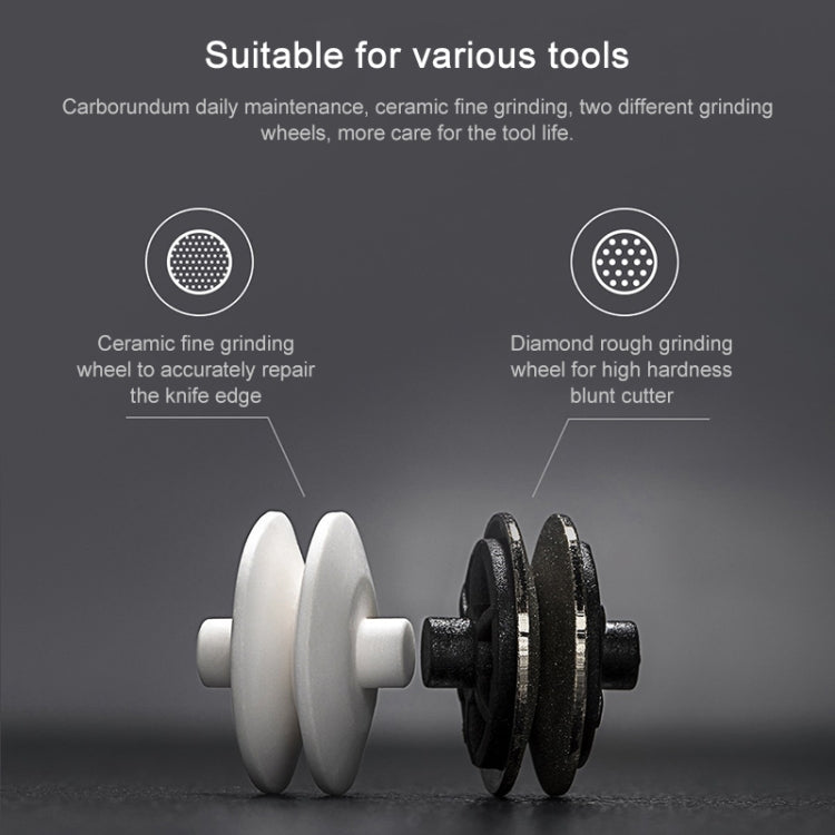 Double-wheel sharpening unit with two grinding wheel faces