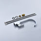 Chrome sink faucet tap assembly with long spout, handle, and mounting hardware