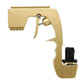 Gold plastic-wrapped metal bubble squirt gun with trigger and bottle nozzle