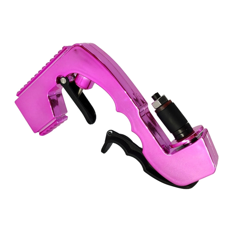 Purple plastic-wrapped metal bubble squirt gun with trigger and bottle nozzle