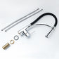 Pull-out kitchen faucet body with matching chrome spray components and included O-rings