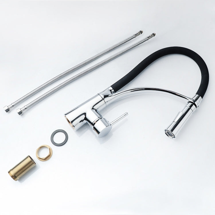 Pull-out kitchen faucet body with matching chrome spray components and included O-rings