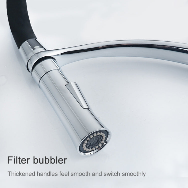 Chrome pull-out faucet spray head with aerator screen and black neck connector