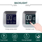 Digital touch timer alarm clock showing backlight mode with touch control buttons