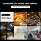 Wireless restaurant paging system shown in multi-venue use examples collage