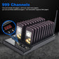 Wireless restaurant paging system with multi-channel numbered coaster pagers on base