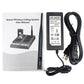 Queue calling system kit with black AC adapter, power cord, and user manual