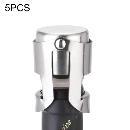 Stainless steel champagne bottle stopper with black rubber seal and clamp top
