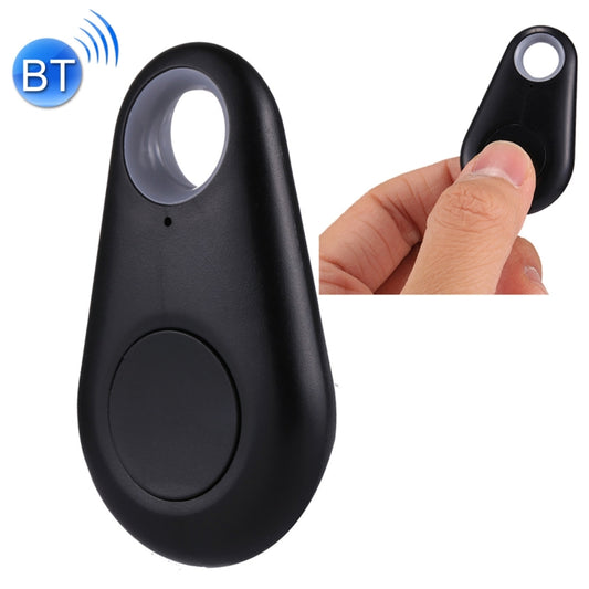 Black Bluetooth key tracker with round hole and rear alarm button