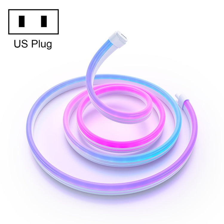 2m RGB ambient light strip with US plug, multicolor LED tubing coiled