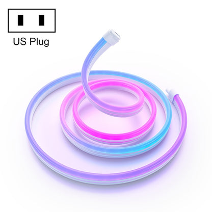 2m RGB ambient light strip with US plug, multicolor LED tubing coiled