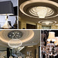 Indoor lighting collage with ceiling chandeliers and decorative fixtures