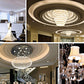 Ceiling and chandelier light fixtures with bright LED illumination