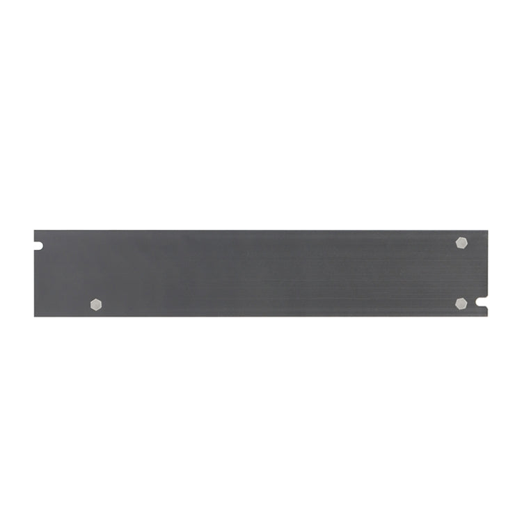 Long metal power-supply rail plate with mounting holes at both ends