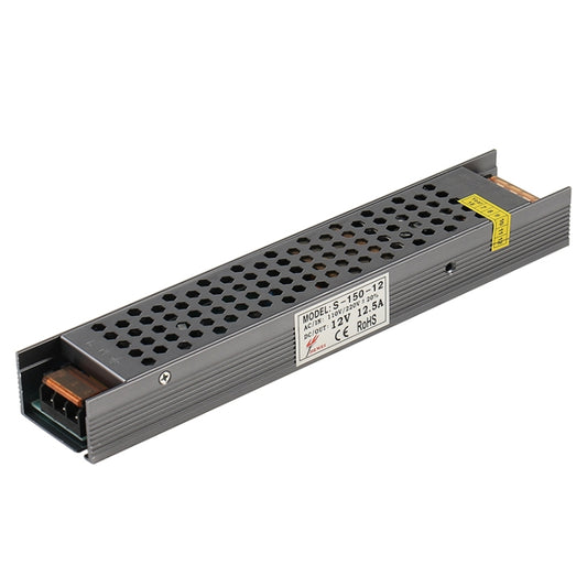 DC regulated switching power supply, black metal case with vented top and label