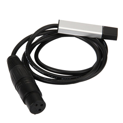 USB to DMX512 adapter cable with black XLR-style connector and USB housing, 1 m