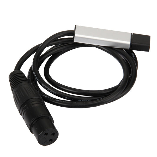 USB to DMX512 adapter cable with black XLR-style connector and USB housing, 1 m