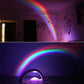 LED rainbow projection night light casting a multicolor arc glow