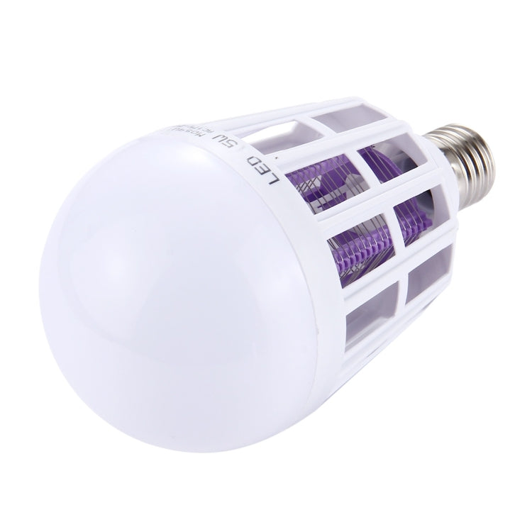 White LED mosquito killer lamp bulb with side view of purple internal grid