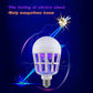 LED mosquito killer bulb with purple grid glowing under blue light