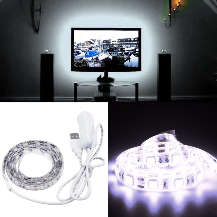 Waterproof LED strip light with 30 SMD LEDs, coiled on cable, glowing white light
