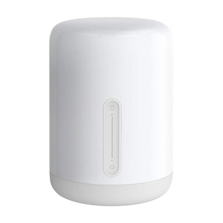 White bedside night light lamp with touch control panel on the front